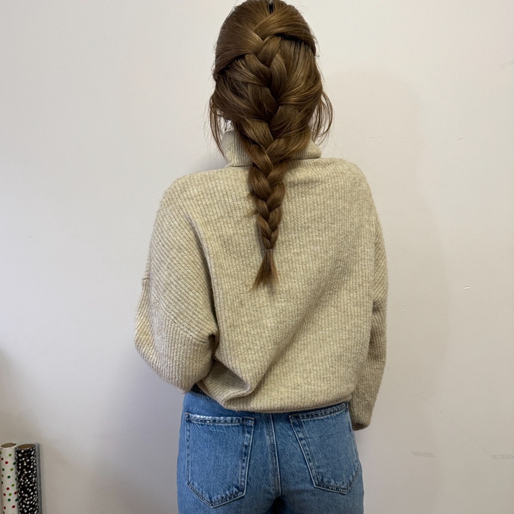 H&M turtleneck tan cream sweater